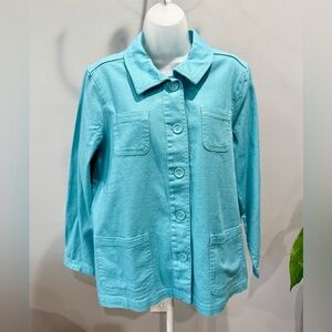 Apple Seeds Aqua Blue Button Front Jacket Women's Size PL